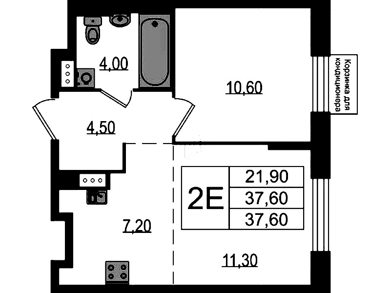 1-комнатная квартира 37.6 м², 10/10 эт., ЖК «Курортный квартал»